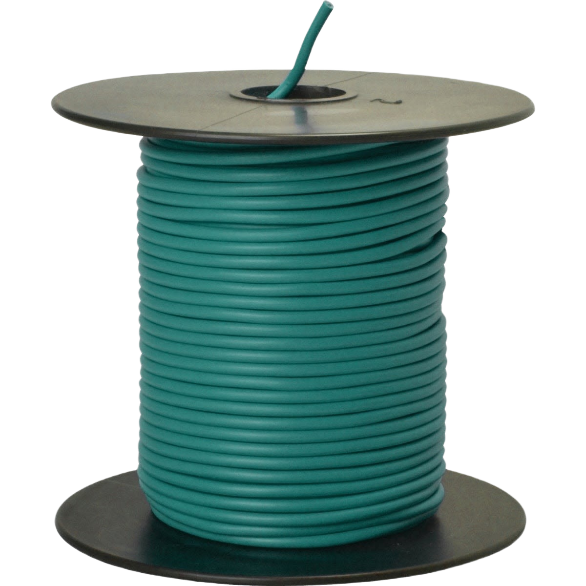 Spool of green PVC-coated 18-gauge primary wire for electrical and home improvement projects