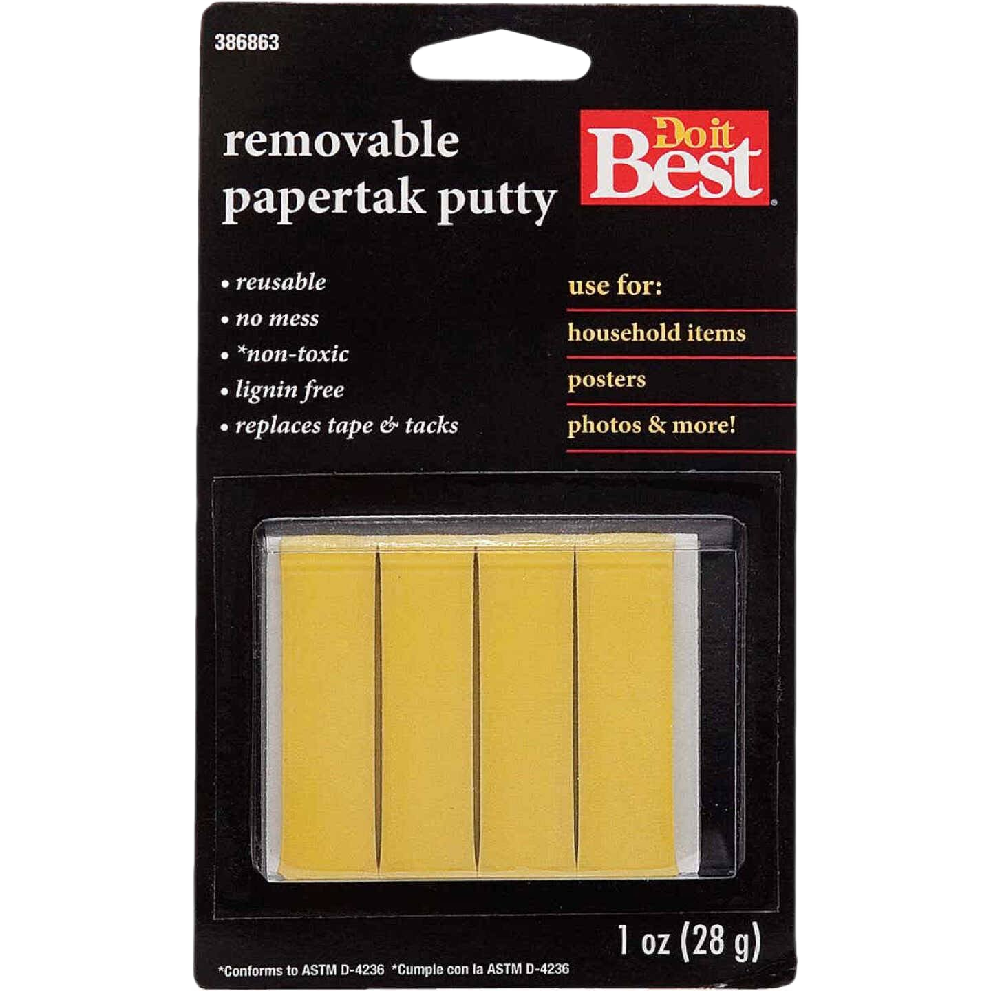 Yellow removable papertak putty in 1 oz packaging, reusable and non-toxic for home improvement and paint supplies use under $25 category