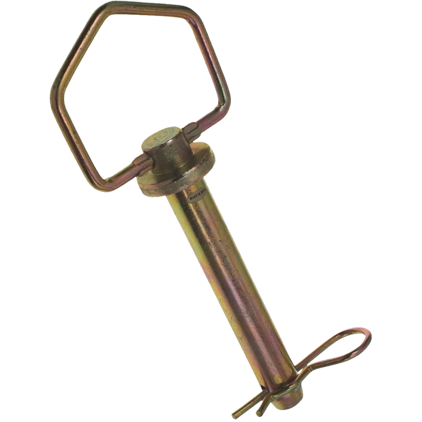 Yellow zinc-plated swivel handle hitch pin with clip for trailers and towing equipment under $50 collection