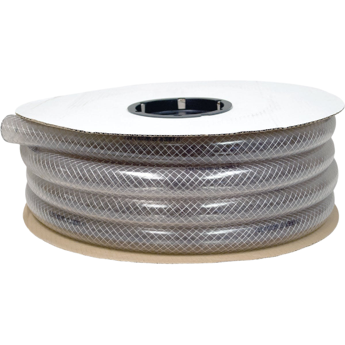 Clear bulk braided PVC tubing spool reinforced for plumbing and repair projects in home improvement tools category