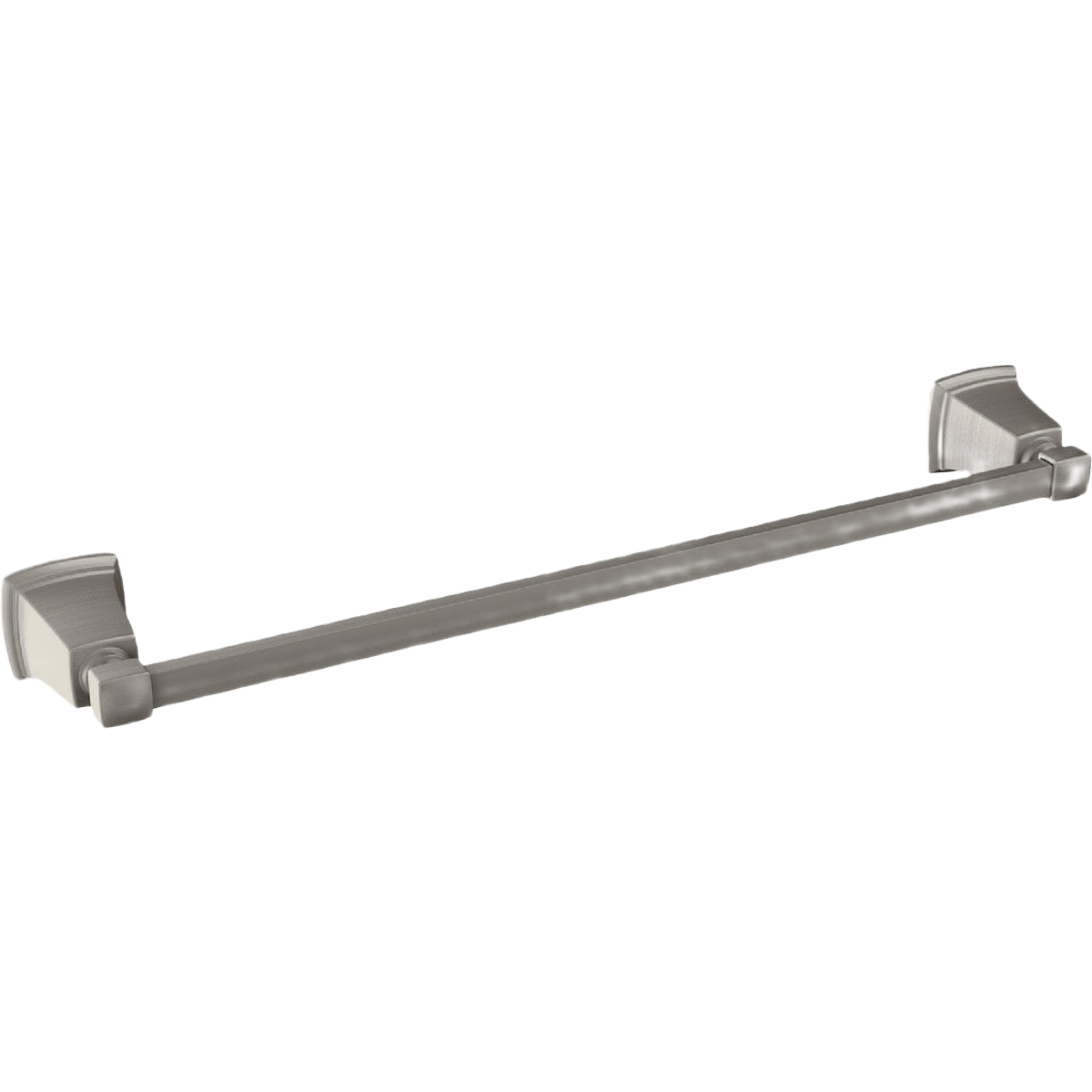 Brushed nickel towel bar with square mounts and clean lines for bathroom home improvement projects