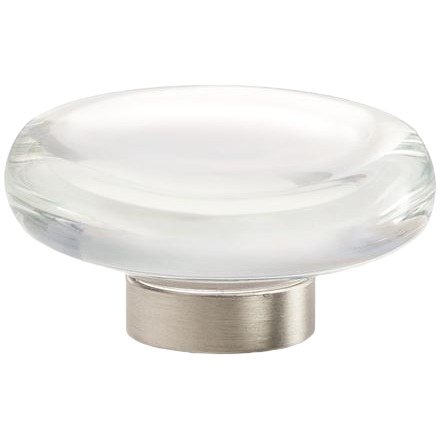 Clear round cabinet knob with satin nickel base for modern home improvement and decor projects