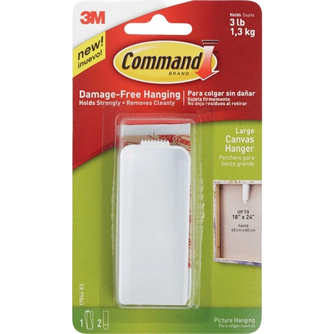 3M Command Large Canvas Hanger for damage-free wall mounting of canvases in home improvement hardware and fasteners