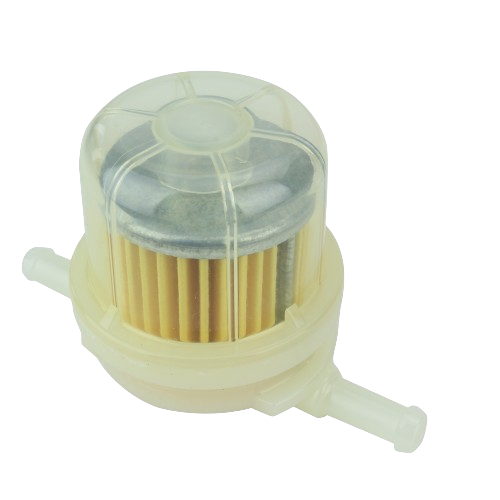 Clear plastic diesel fuel filter with internal pleated element for John Deere parts and lubricants collections