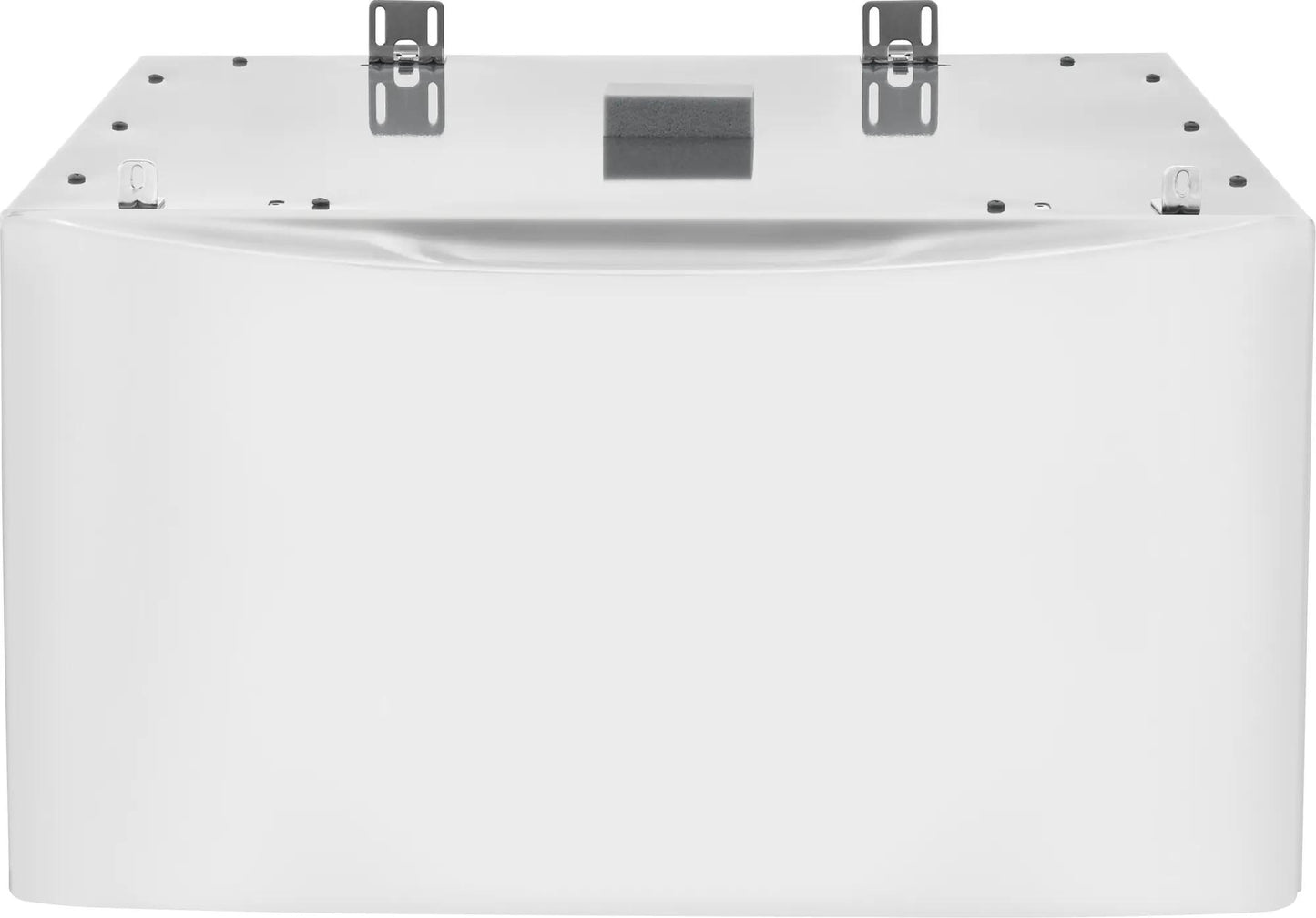 White Laundry Pedestal with Luxury-Glide® storage drawer and metal mounting brackets in appliance parts collection
