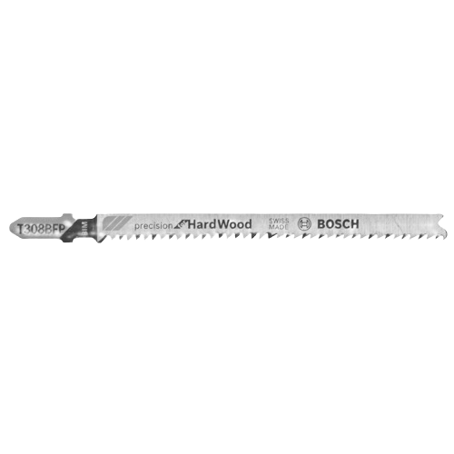 Bosch bi-metal jigsaw blade with precision teeth for hardwood cutting in woodworking tool and power tool accessories collection