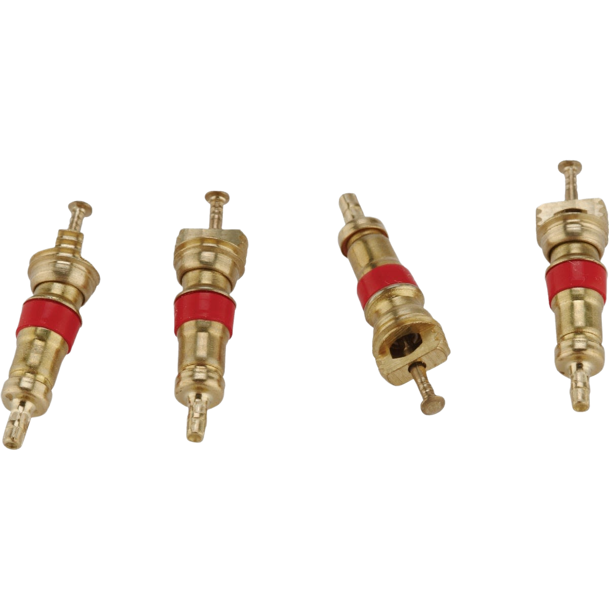 Four brass tire valve cores with red sealing rings for Parts & Lubricants and Under $25 collections