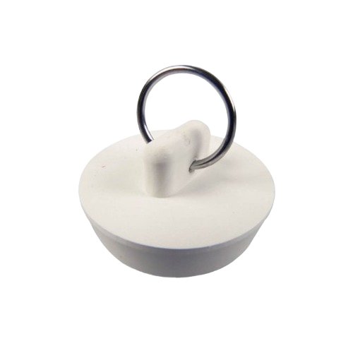 White rubber drain stopper with metal pull ring for sink repair and plumbing parts under $50 collection