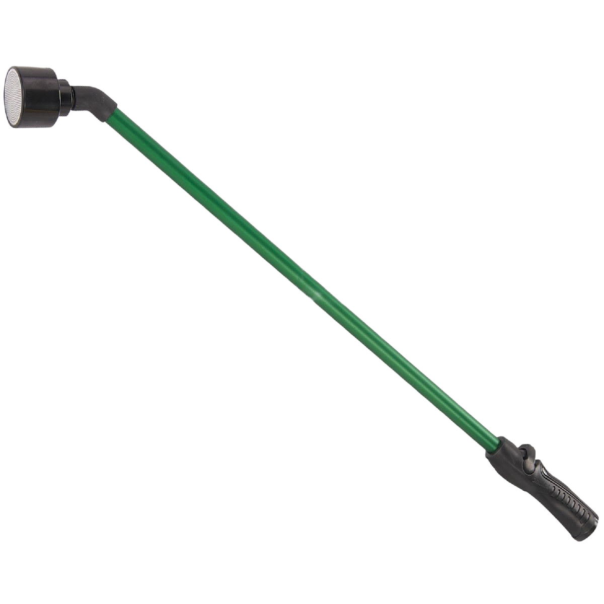 Green watering wand with ergonomic handle and adjustable nozzle for garden and home improvement tasks