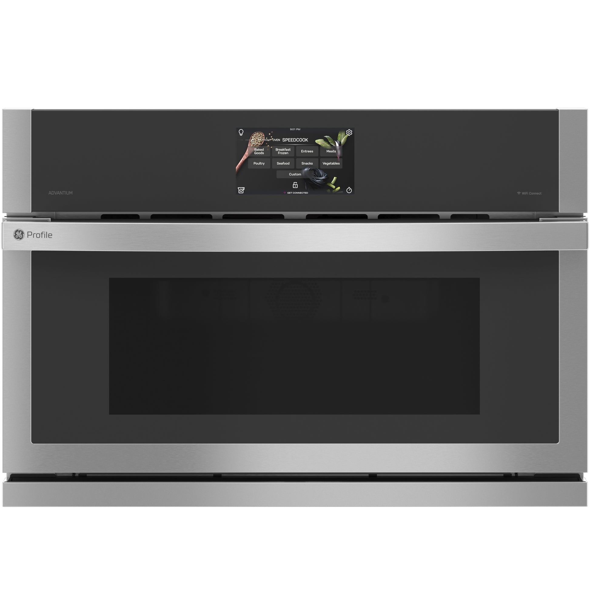 Stainless steel single wall oven with digital touchscreen control panel from wall ovens and kitchen appliances collections