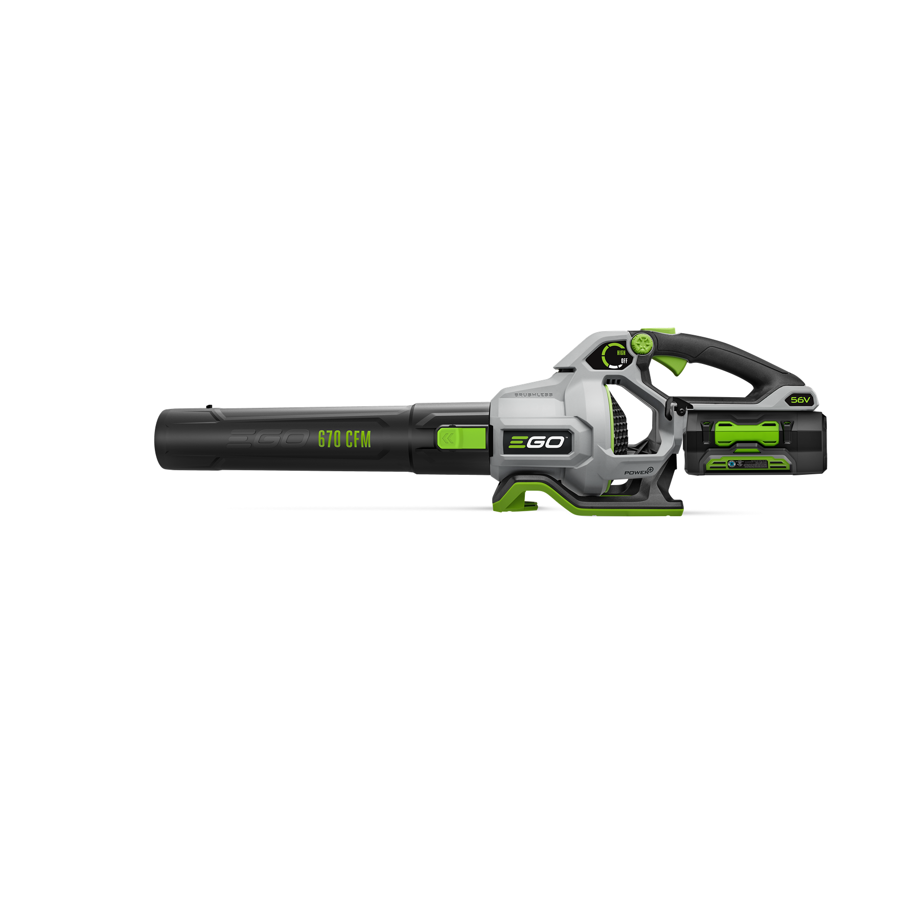 Cordless blower with black, gray, and green design featuring battery and charger for outdoor tools and home improvement use