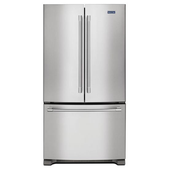 Front view of fingerprint-resistant stainless steel counter-depth french door refrigerator with bottom freezer from Appliances collection