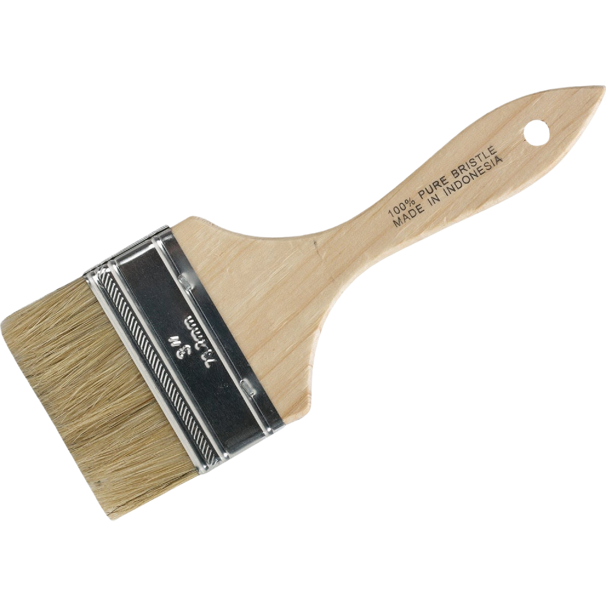 Wood-handled paint brush with natural bristles, flat chip style for precise application in home improvement tasks