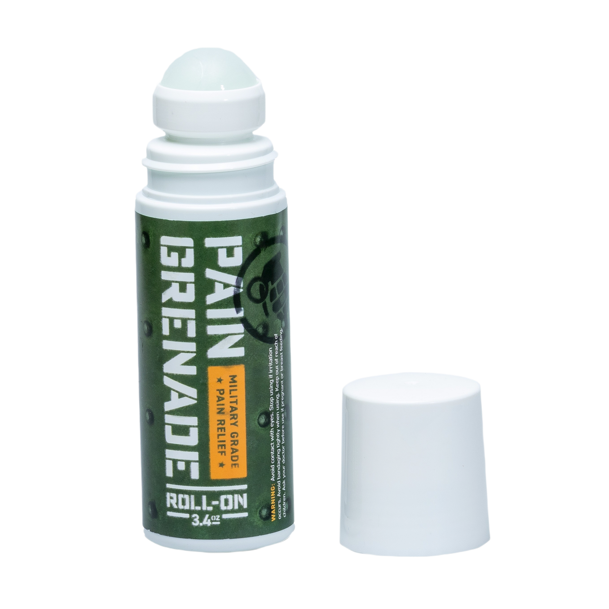 3.4 oz Pain Grenade Roll On with military-grade heat and cooling blend for soothing pain relief in Health & Beauty collection