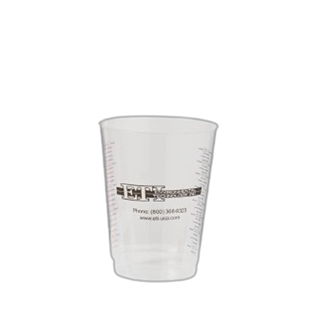 Clear 10 oz. mixing cup with graduated markings for precise measurements in paint and supply tools under $50 collection