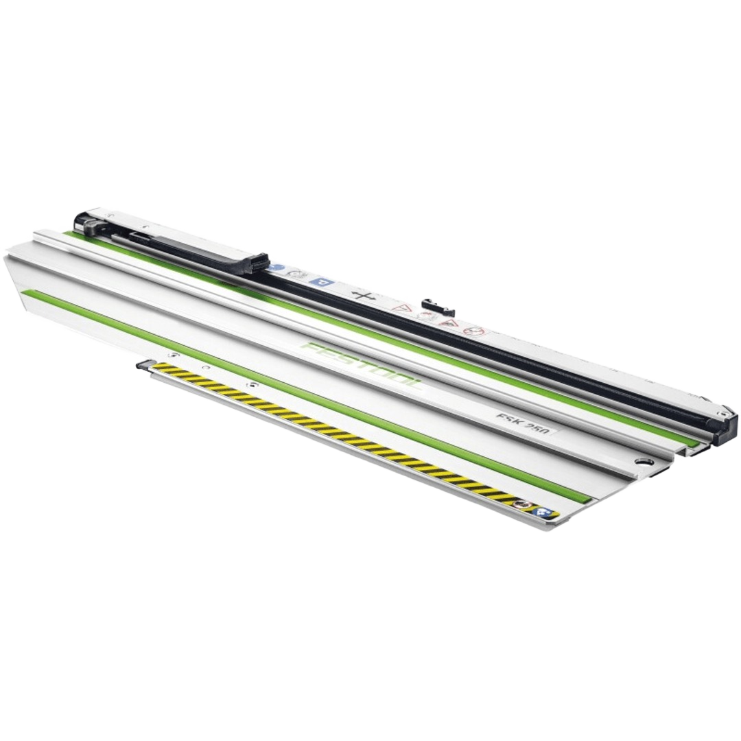 Aluminum guide rail with anti-slip strip and clamp system for precise cuts in tools and home improvement tasks