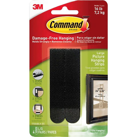 Large black interlocking picture hanging strips by 3M for damage-free wall decor and home improvement under $50 collections