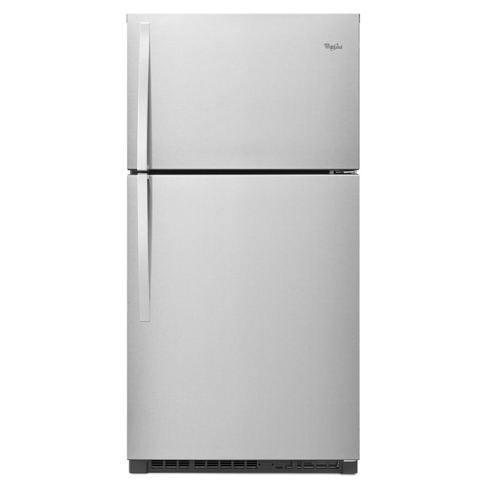 Stainless steel finish top freezer refrigerator suitable for kitchens and home appliances collections
