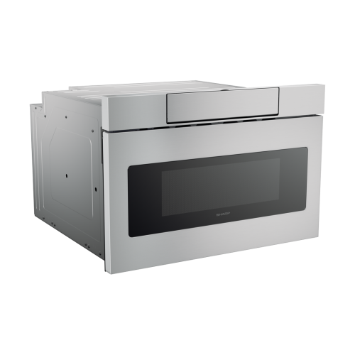 24-inch stainless steel flat panel microwave drawer with black window and easy touch open in kitchen appliances collection
