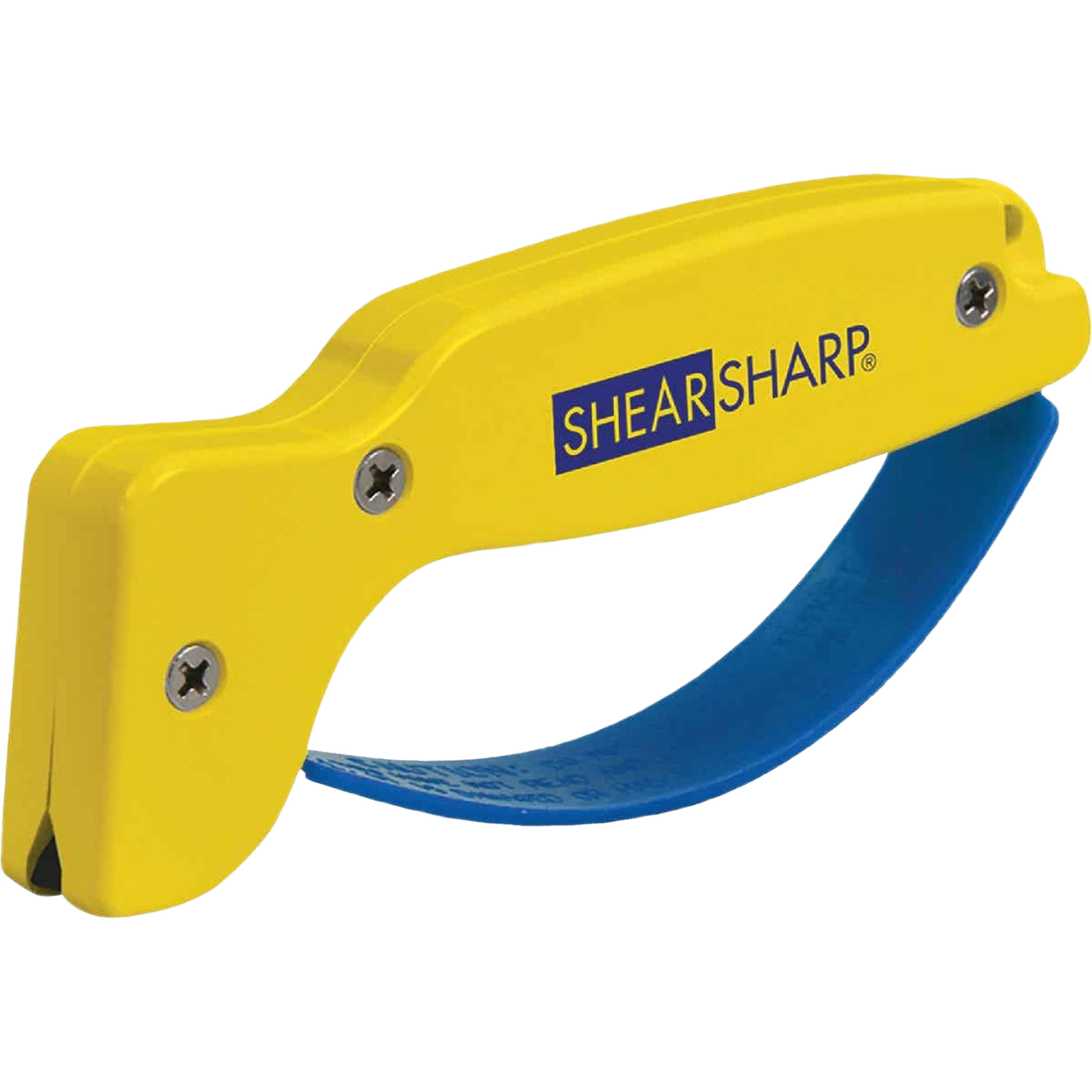Yellow and blue handheld tool with tungsten carbide blades for sharpening scissors and woodworking accessories under $50