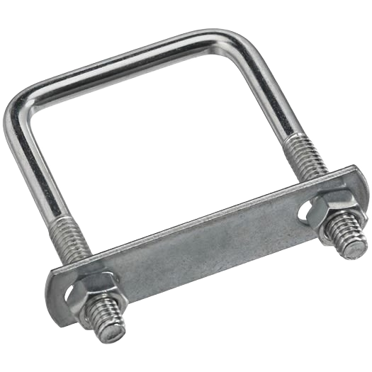 Zinc-plated square U bolt with nuts and plate for fastening in hardware, fasteners, and home improvement collections