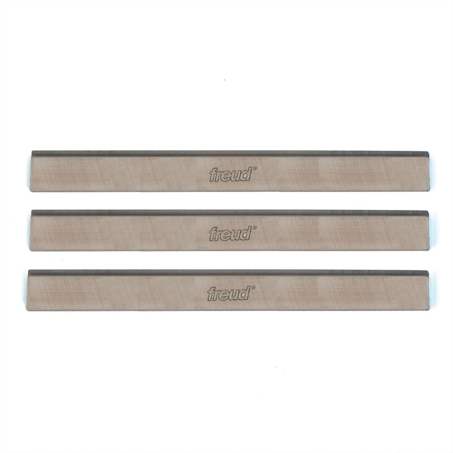 Set of three high speed steel jointer blades with sharp edges for woodworking tool accessories and home improvement collections