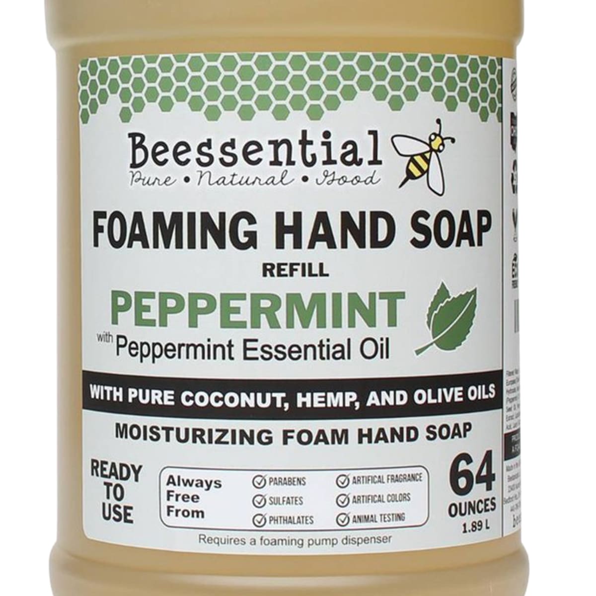 64 oz peppermint foaming hand soap refill with moisturizing coconut, hemp, and olive oils in Health & Beauty collections