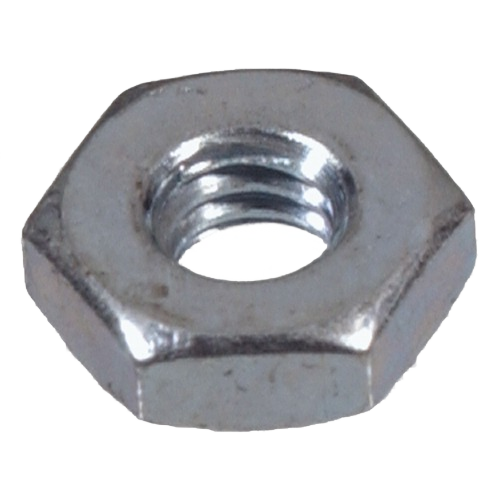 Hex machine screw nut in metal finish for fastening applications in hardware, nuts, bolts, and fasteners collection