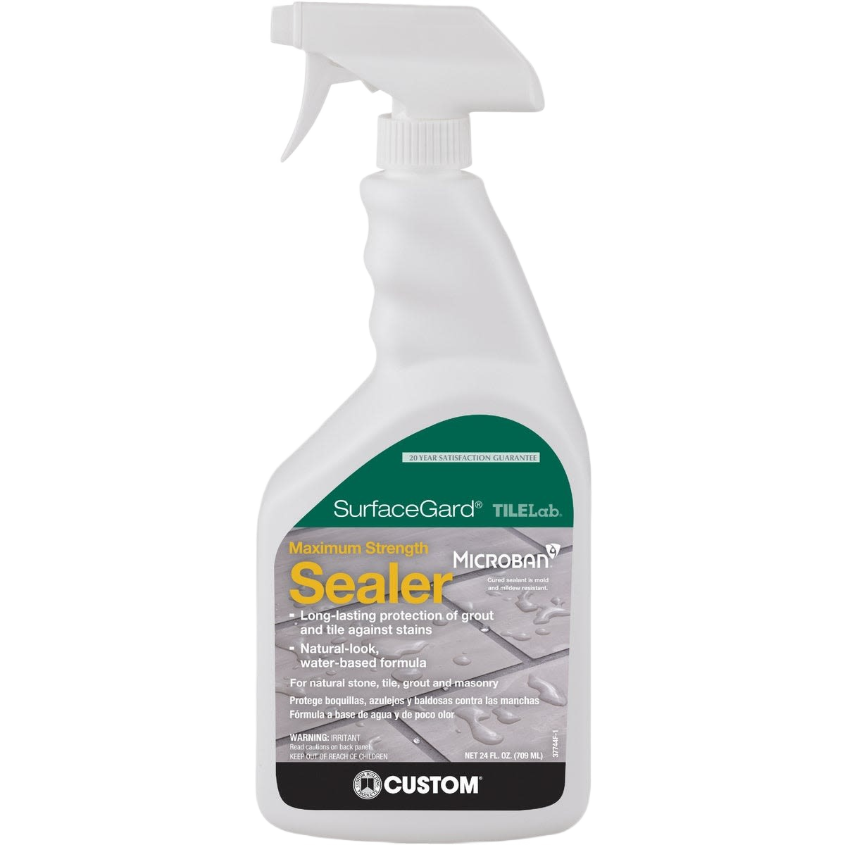 Spray bottle of grout and tile sealer with Microban protection for home improvement applications