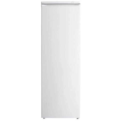 Tall white upright freezer with manual defrost and mechanical thermostat control for kitchen and home use