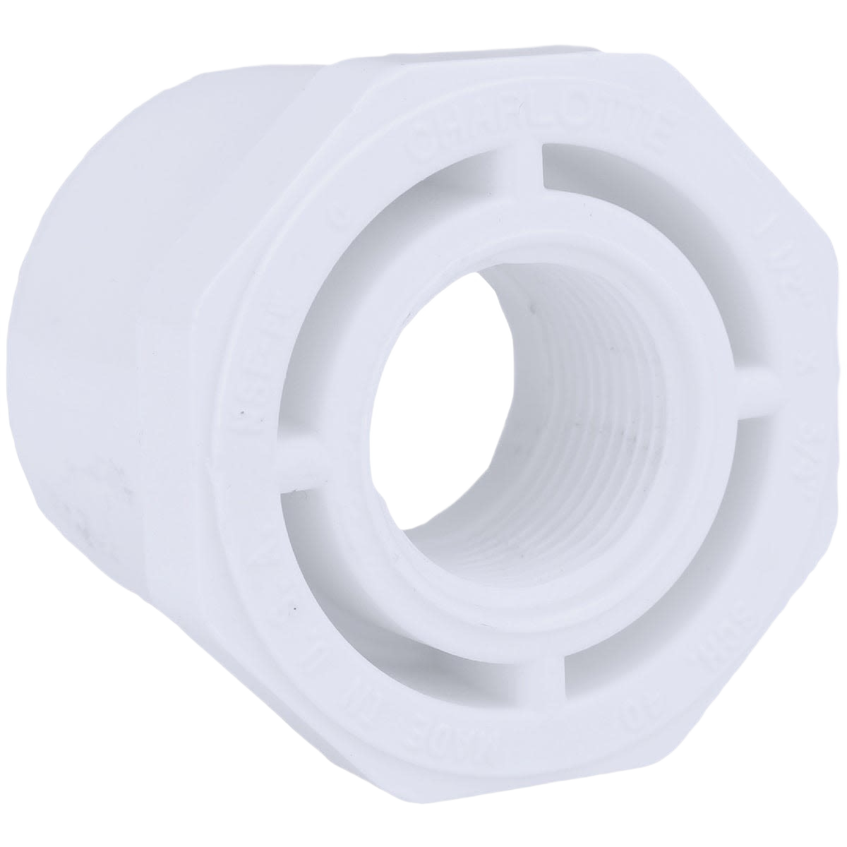 White Schedule 40 PVC threaded bushing adapter for plumbing in Pipes & Fittings and Home Improvement collections
