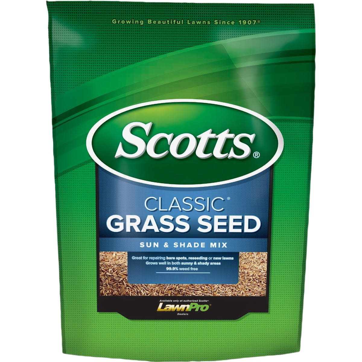 Scotts Classic grass seed mix for sun and shade areas, suitable for lawn care and garden grass seed applications