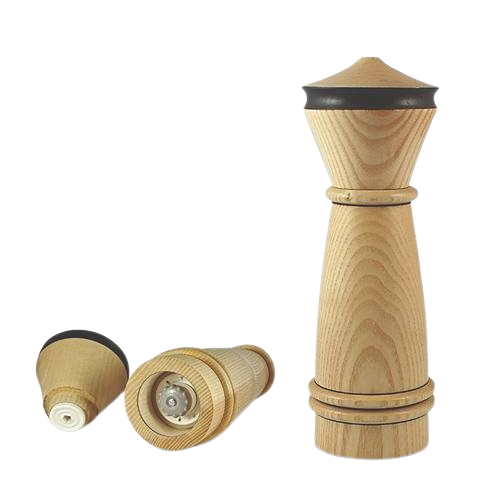 Light wood grain crush grind tool with black accents designed for precise seasoning in home improvement projects