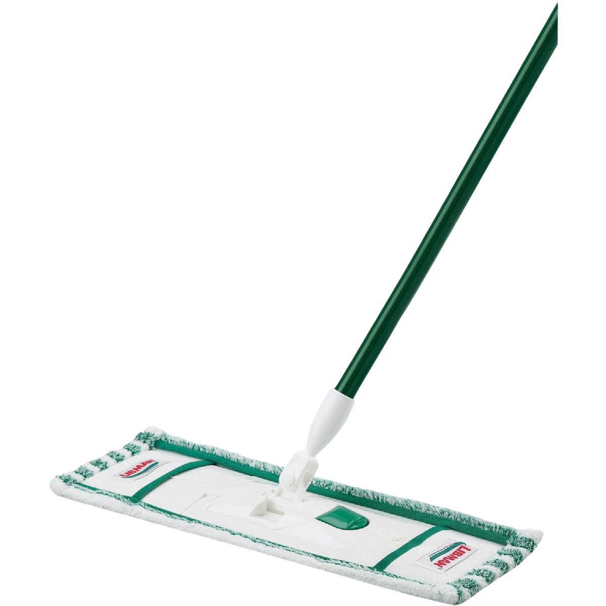 Green handle microfiber mop with reusable flat pad for wet and dry cleaning in mops and cleaning tools collections