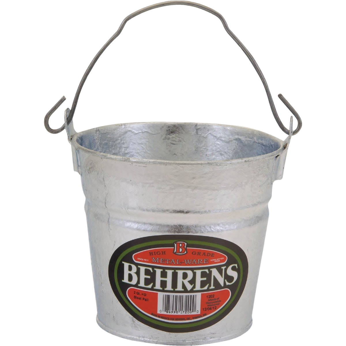 Small galvanized steel pail with reinforced rim and wire handle, suitable for cleaning and waste baskets under $50.