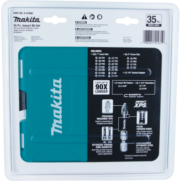 Compact 35-piece Makita impact bit set in teal case for power tool accessories and home improvement tasks under $100