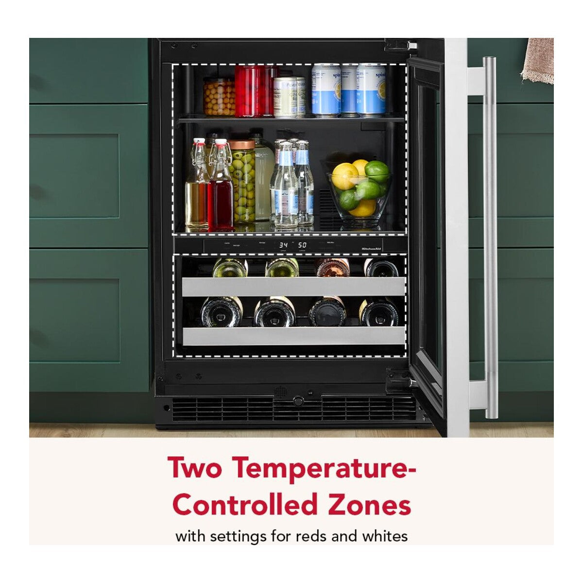 4.8 Cu. Ft. 24-Inch Beverage Center with Right Door Swing and 14-Wine Bottle Capacity with Metal-Front Racks in Stainless Steel