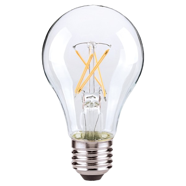 Clear A19 LED light bulb with medium base, providing energy-efficient warm white lighting for home improvement needs