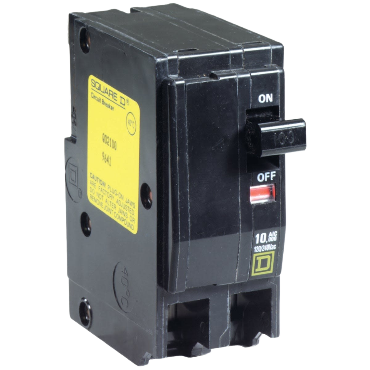Black and yellow double-pole circuit breaker switch for home improvement electrical safety and tools use