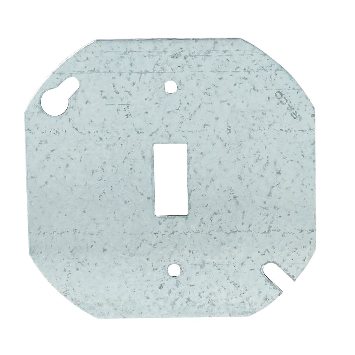 Galvanized steel round box cover plate with center rectangular cutout for home improvement installations