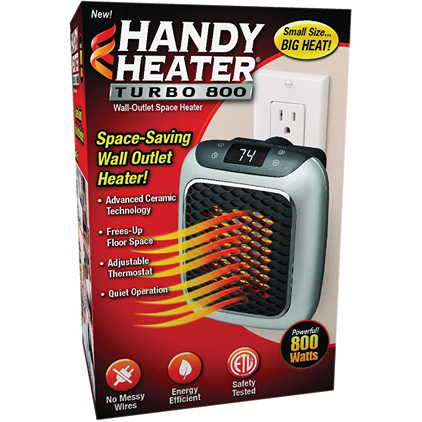 Compact Handy Heater Turbo 800 ceramic space heater with adjustable thermostat for indoor home improvement needs under $50