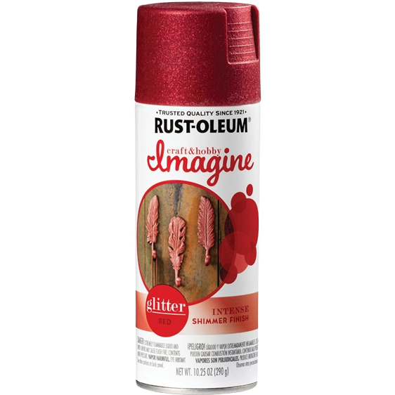 Can of red glitter shimmer spray paint for craft and home improvement projects with a smooth finish