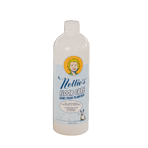 White plastic bottle of Nellie's lemongrass and citronelle floor care solution for cleaning supplies and floor care use