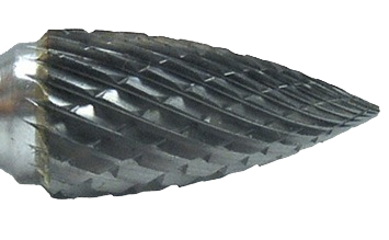Pointed carbide rotary tool bit with precision ground flutes for detailed grinding in power tool accessories at Hartville Hardware
