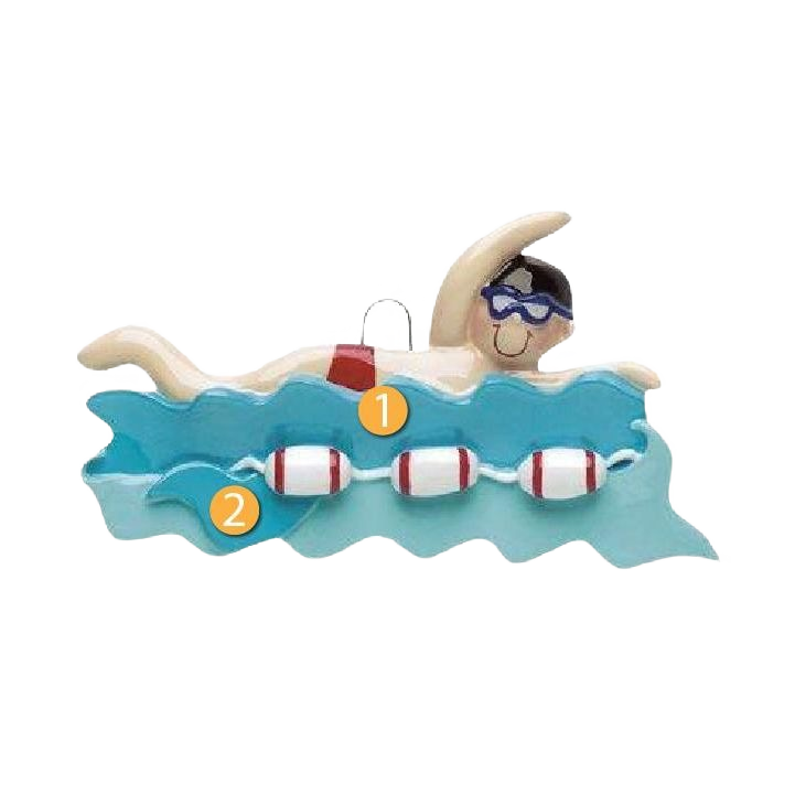 Personalized boy swimmer ornament with goggles in water for Christmas Ornaments & Tree Decorations under $50 collection