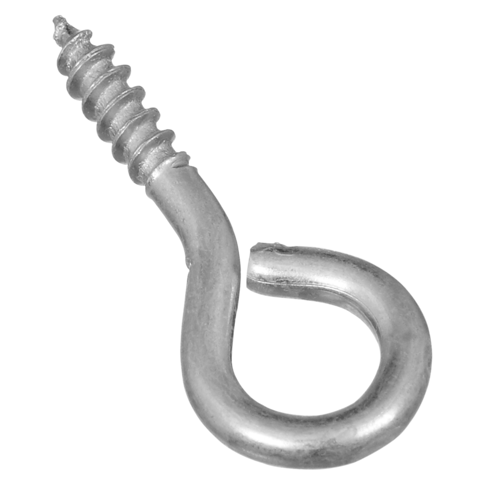 Zinc-plated medium screw eye with sharp point for quick wood installation in hardware and fasteners collections