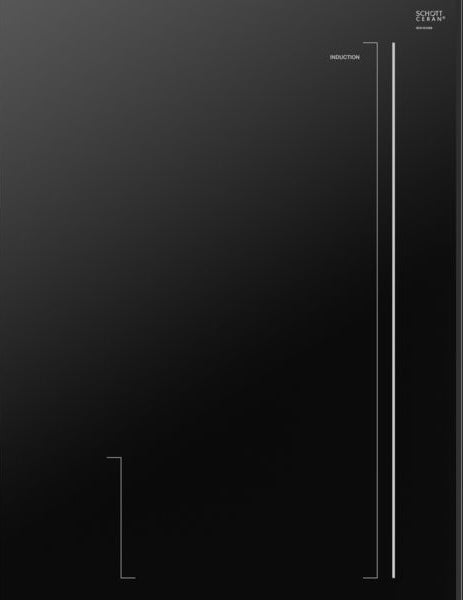 Dark gray smooth induction cooktop surface with minimalist lines and Schott Ceran glass from cooktops collection