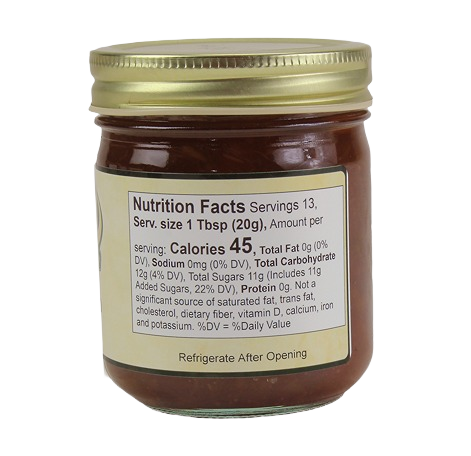 Nutrition facts label on 9 oz. Hartville Kitchen rhubarb jam jar in jams and jellies food and beverage collections