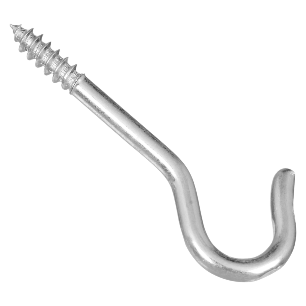 Steel zinc-plated ceiling hook with threaded screw end for durable hanging in hardware and fasteners collections