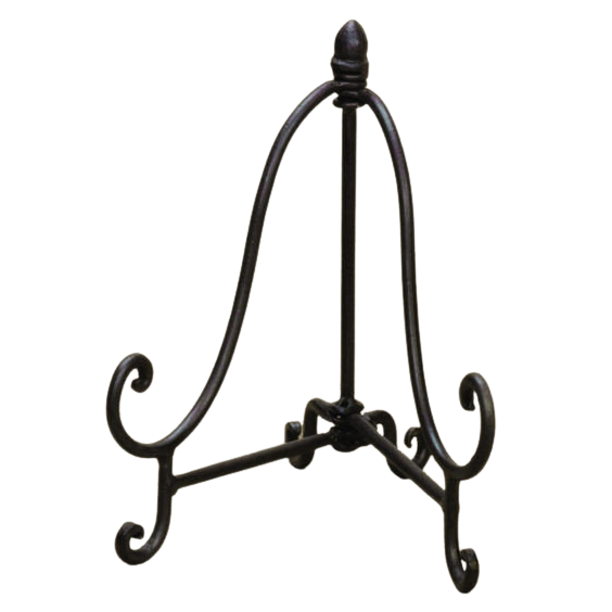 Decorative black metal folding stand with curved legs for wall decor and home furniture accents under $50